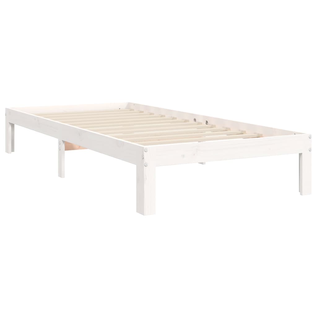 Bed Frame without Mattress White Single Solid Wood Pine