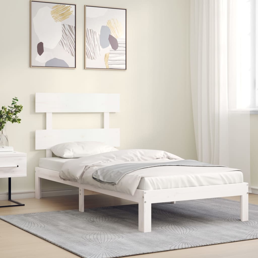 Bed Frame without Mattress White 90x200 cm Solid Wood Pine