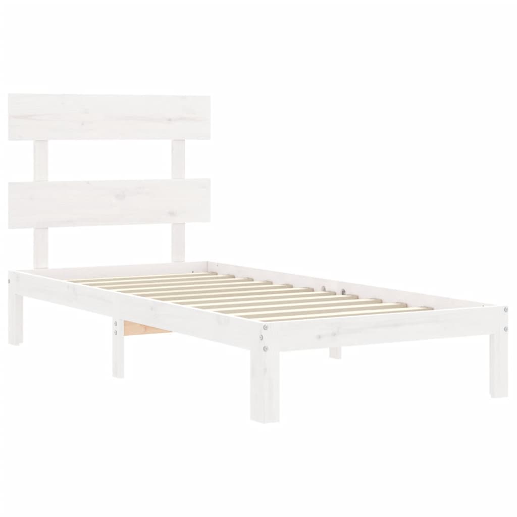 Bed Frame without Mattress White 100x200 cm Solid Wood Pine