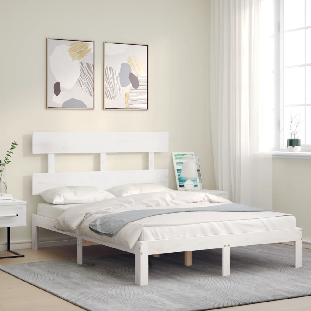Bed Frame without Mattress White 120x200 cm Solid Wood Pine