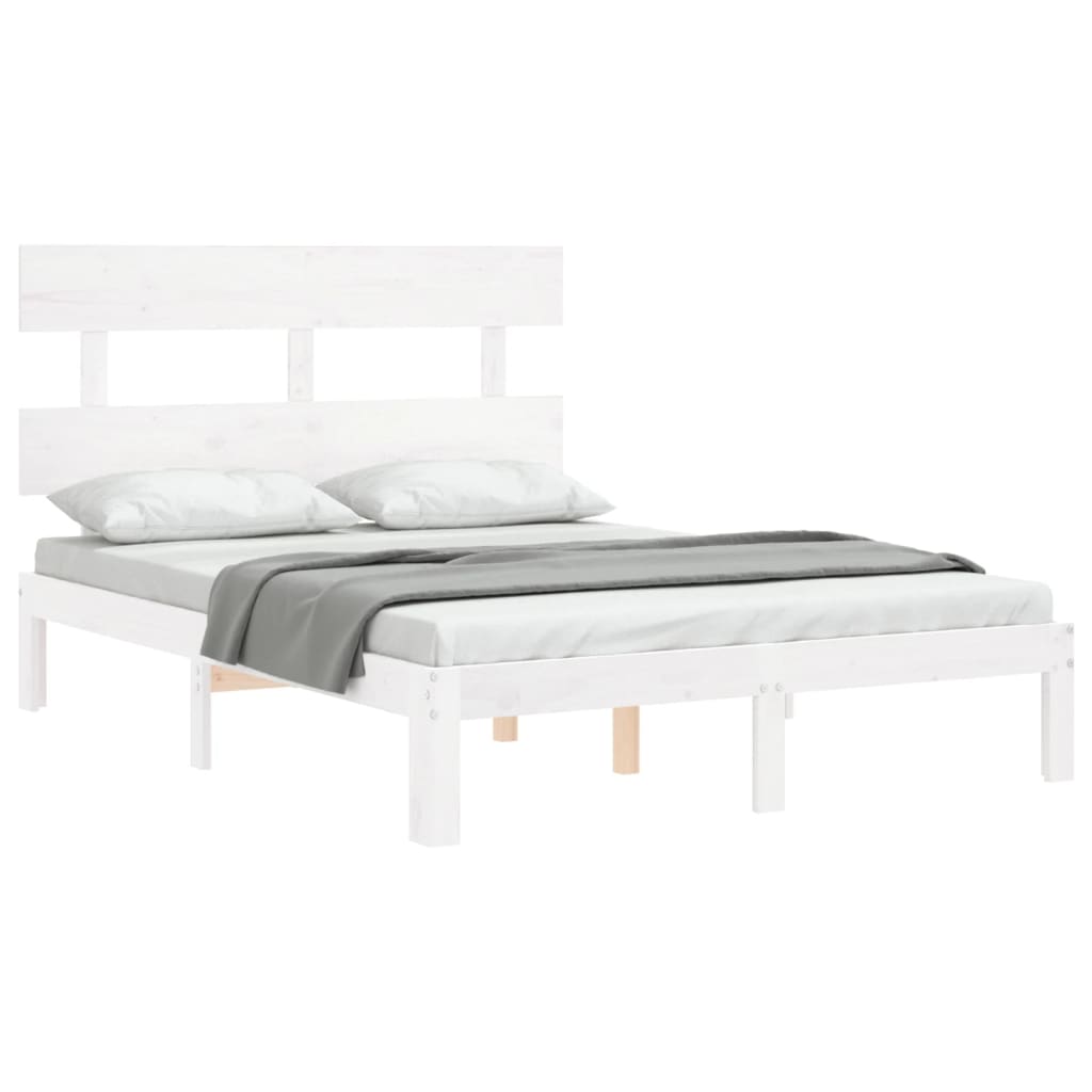 Bed Frame without Mattress White 120x200 cm Solid Wood Pine