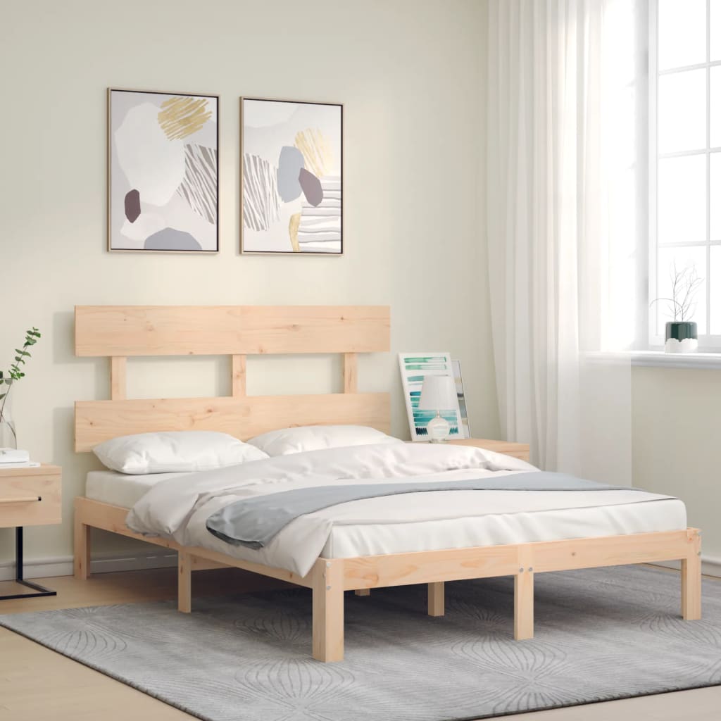 Bed Frame without Mattress 140x200 cm Solid Wood Pine