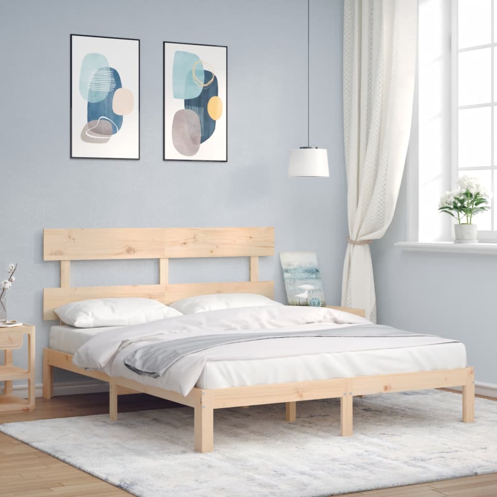 Bed Frame without Mattress King Size Solid Wood Pine