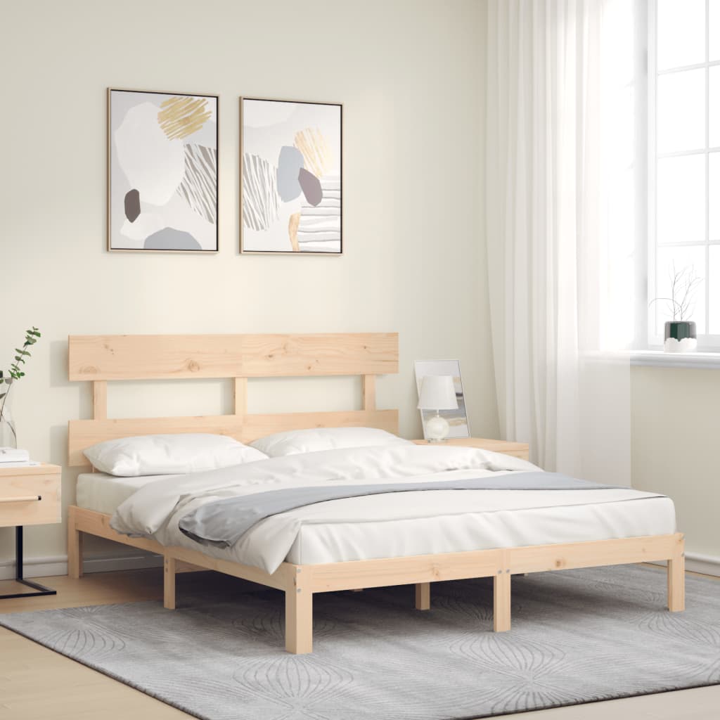 Bed Frame without Mattress King Size Solid Wood Pine