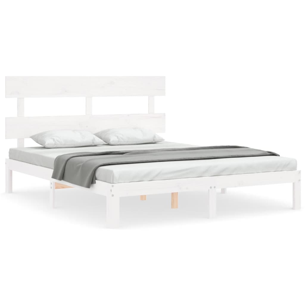 Bed Frame without Mattress White 160x200 cm Solid Wood Pine
