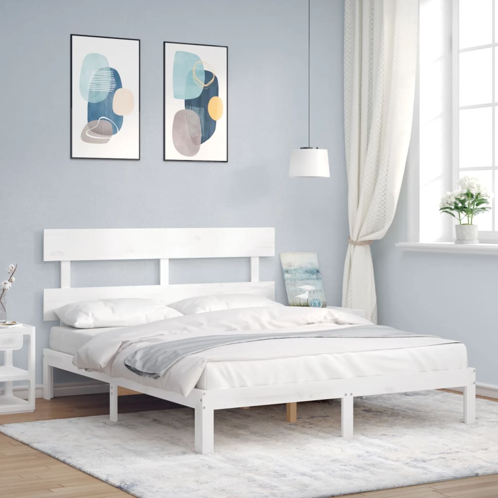 Bed Frame without Mattress White 160x200 cm Solid Wood Pine