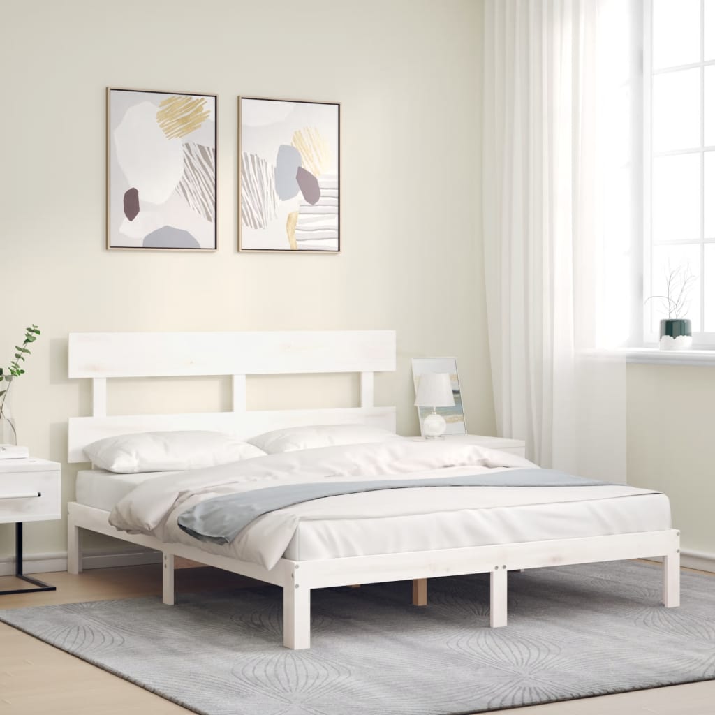 Bed Frame without Mattress White 160x200 cm Solid Wood Pine
