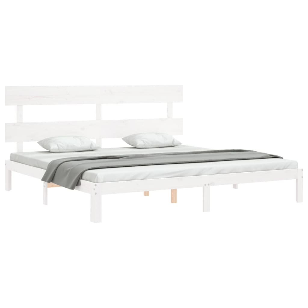 Bed Frame without Mattress White Super King Size Solid Wood Pine