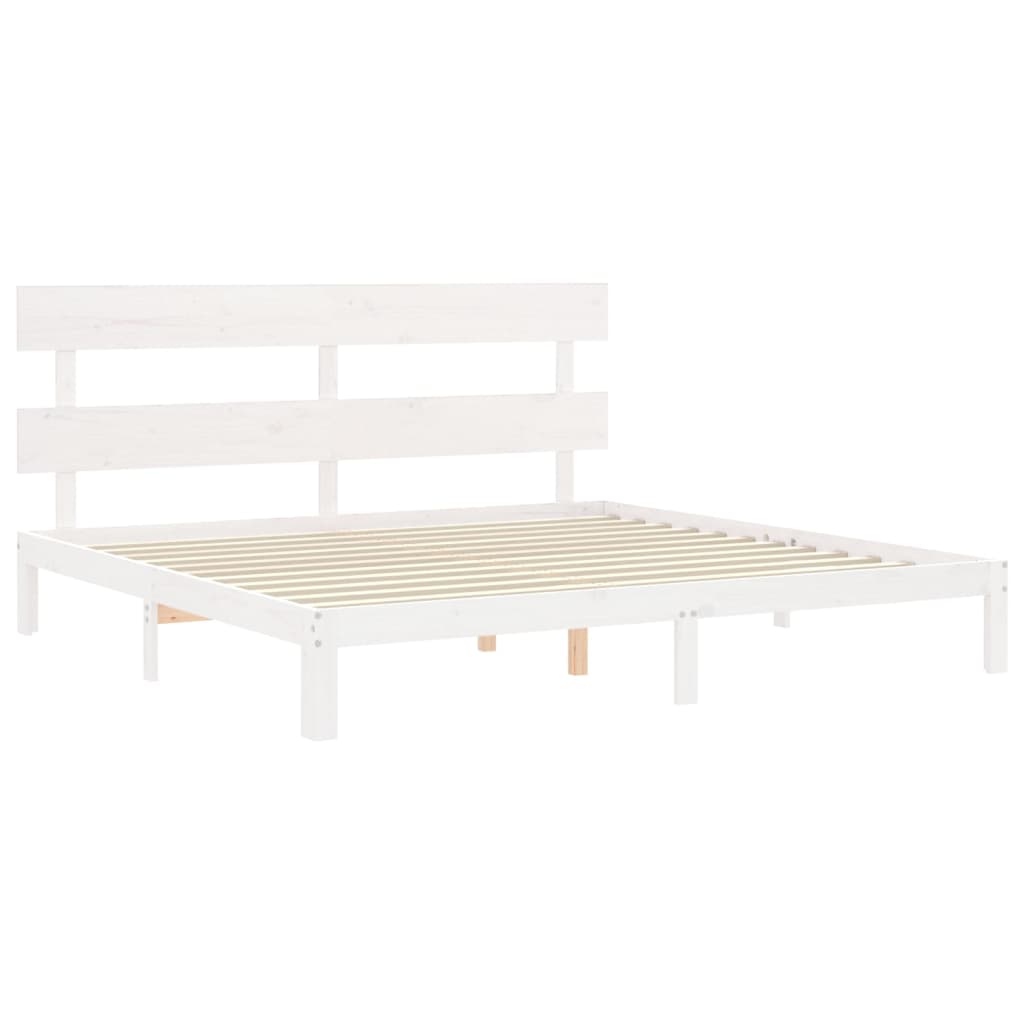 Bed Frame without Mattress White Super King Size Solid Wood Pine