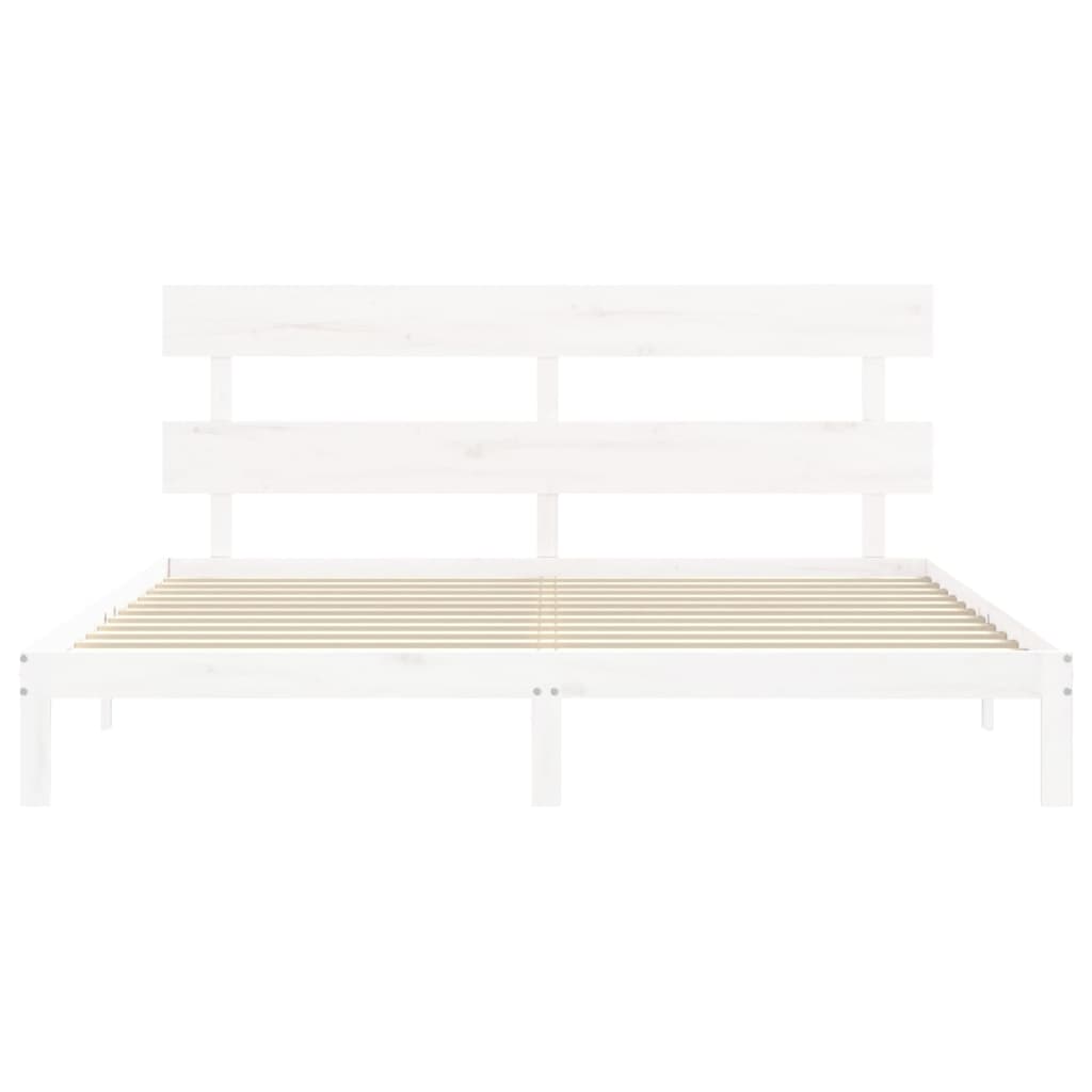 Bed Frame without Mattress White Super King Size Solid Wood Pine