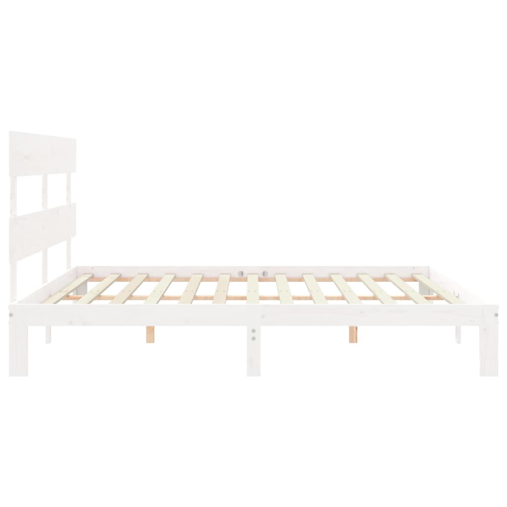 Bed Frame without Mattress White Super King Size Solid Wood Pine