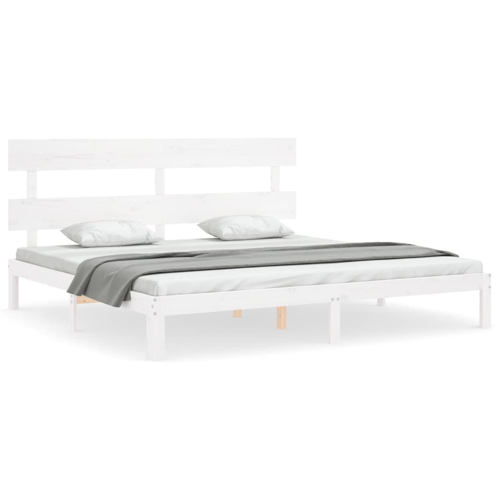Bed Frame without Mattress White 200x200 cm Solid Wood Pine