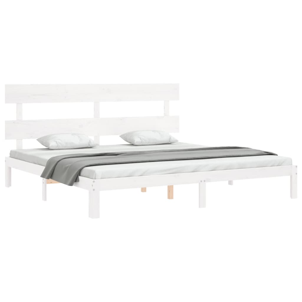 Bed Frame without Mattress White 200x200 cm Solid Wood Pine