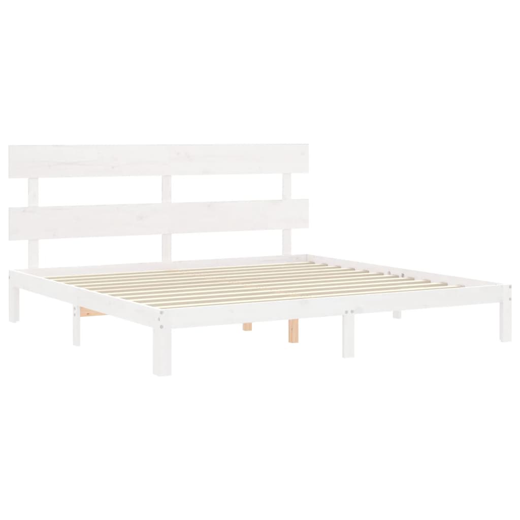 Bed Frame without Mattress White 200x200 cm Solid Wood Pine
