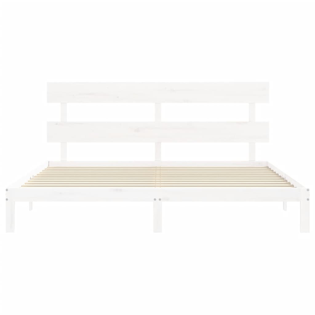 Bed Frame without Mattress White 200x200 cm Solid Wood Pine