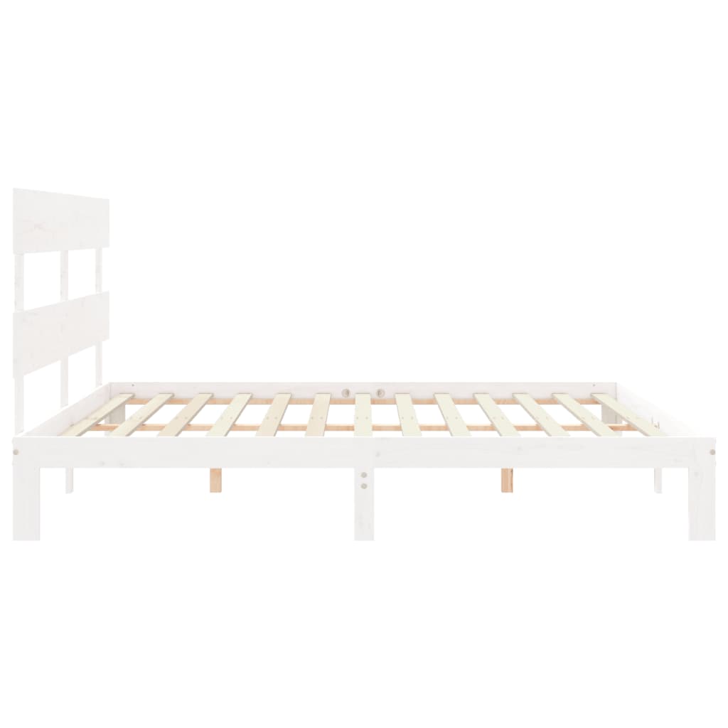 Bed Frame without Mattress White 200x200 cm Solid Wood Pine