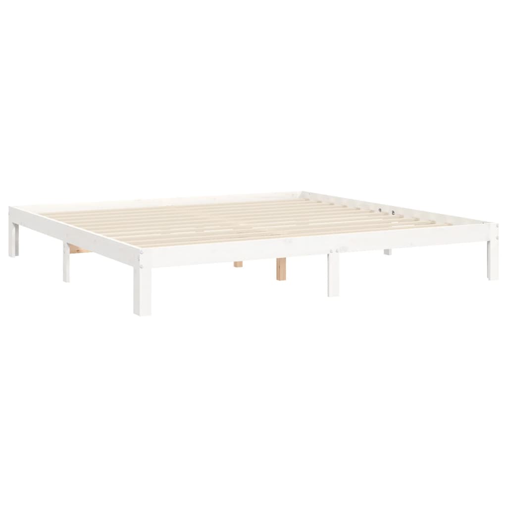 Bed Frame without Mattress White 200x200 cm Solid Wood Pine