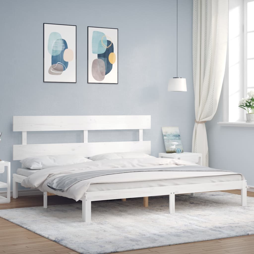Bed Frame without Mattress White 200x200 cm Solid Wood Pine