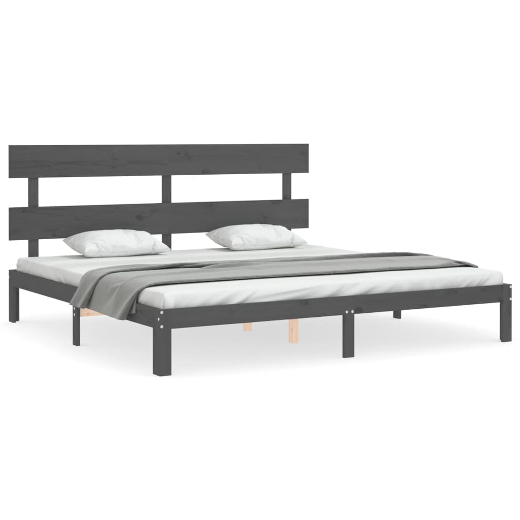 Bed Frame without Mattress Grey 200x200 cm Solid Wood Pine