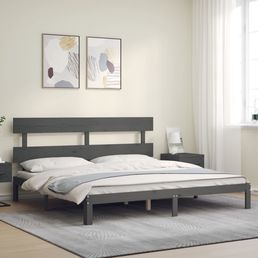 Bed Frame without Mattress Grey 200x200 cm Solid Wood Pine