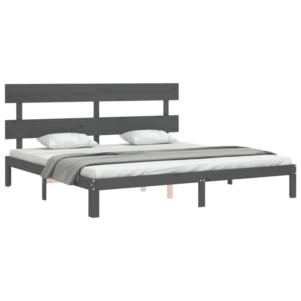 Bed Frame without Mattress Grey 200x200 cm Solid Wood Pine