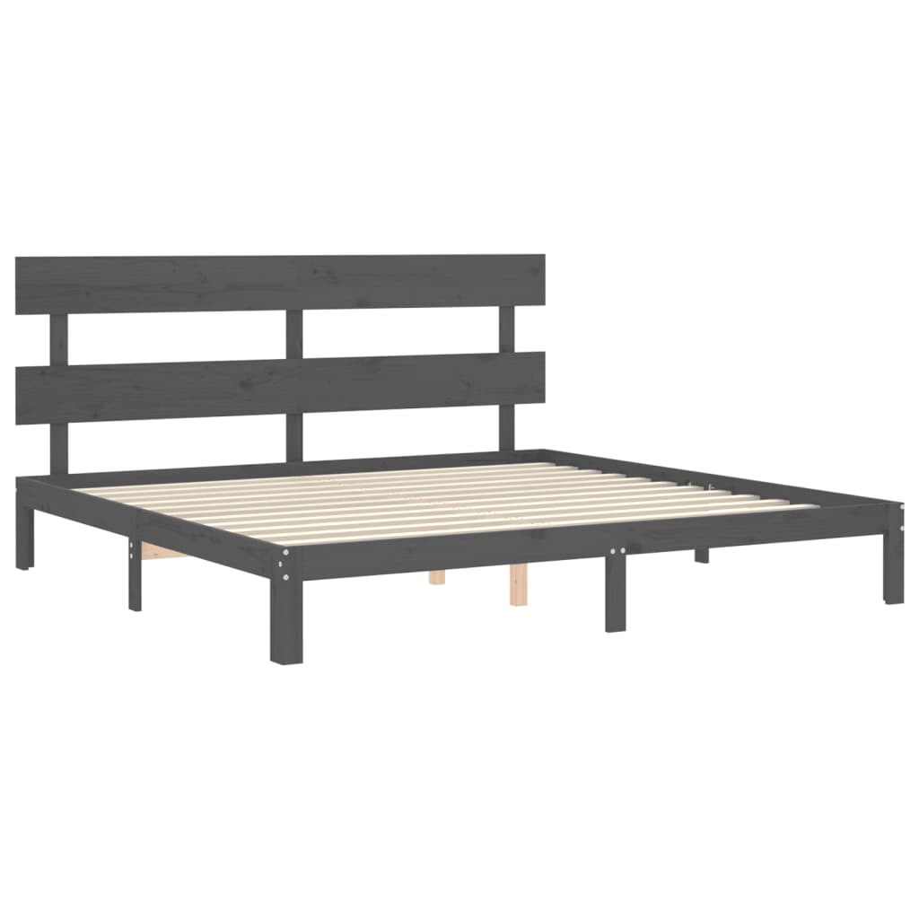 Bed Frame without Mattress Grey 200x200 cm Solid Wood Pine