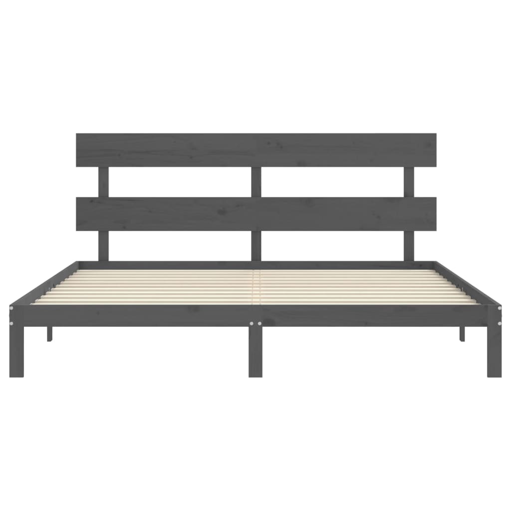Bed Frame without Mattress Grey 200x200 cm Solid Wood Pine