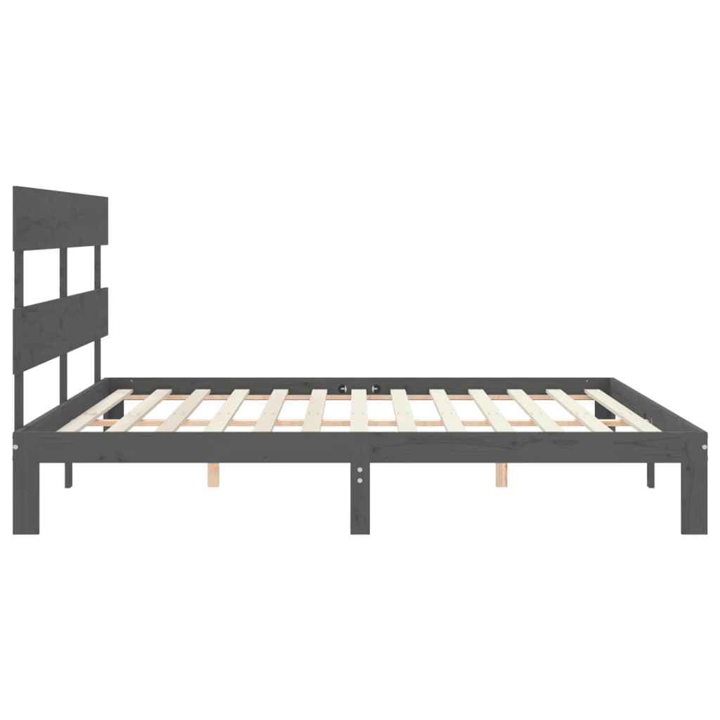 Bed Frame without Mattress Grey 200x200 cm Solid Wood Pine