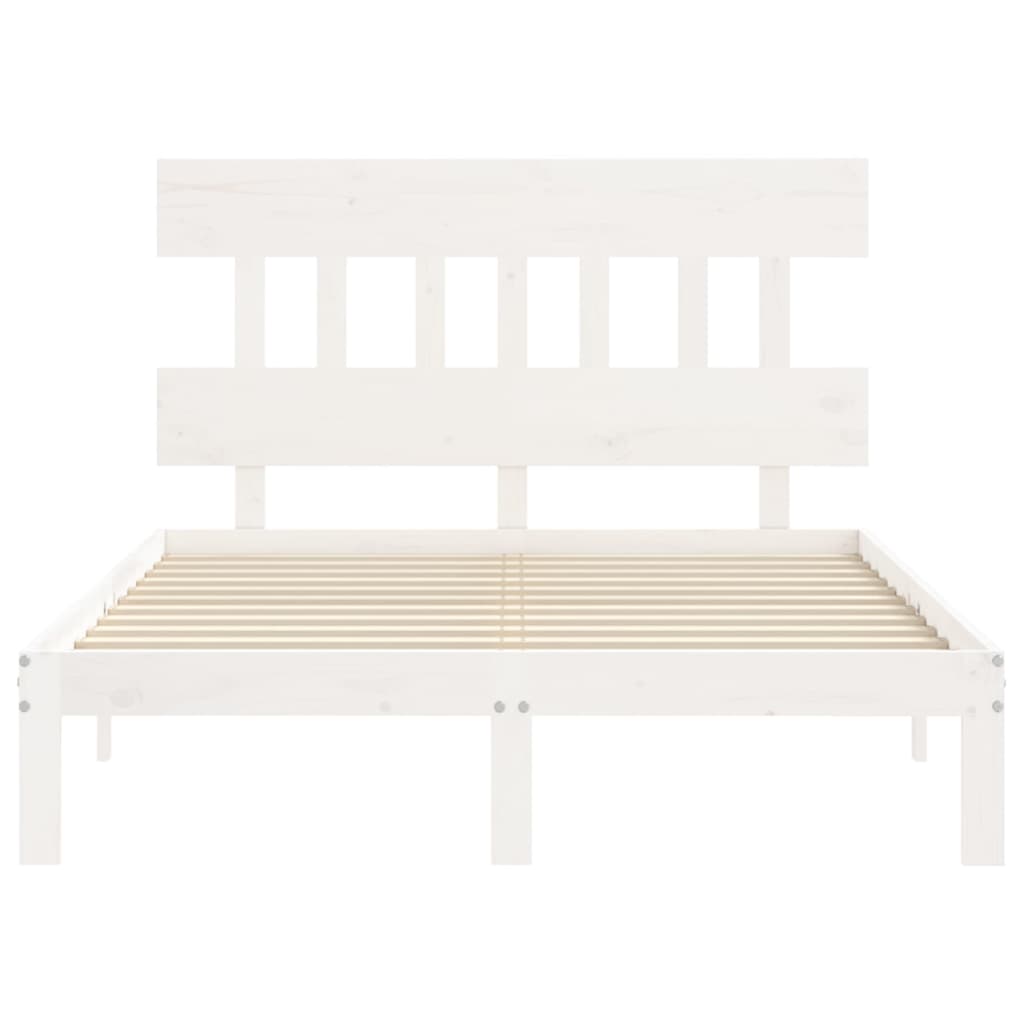 Bed Frame without Mattress White Small Double Solid Wood Pine