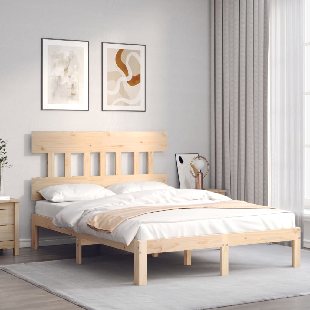 Bed Frame without Mattress Double Solid Wood Pine