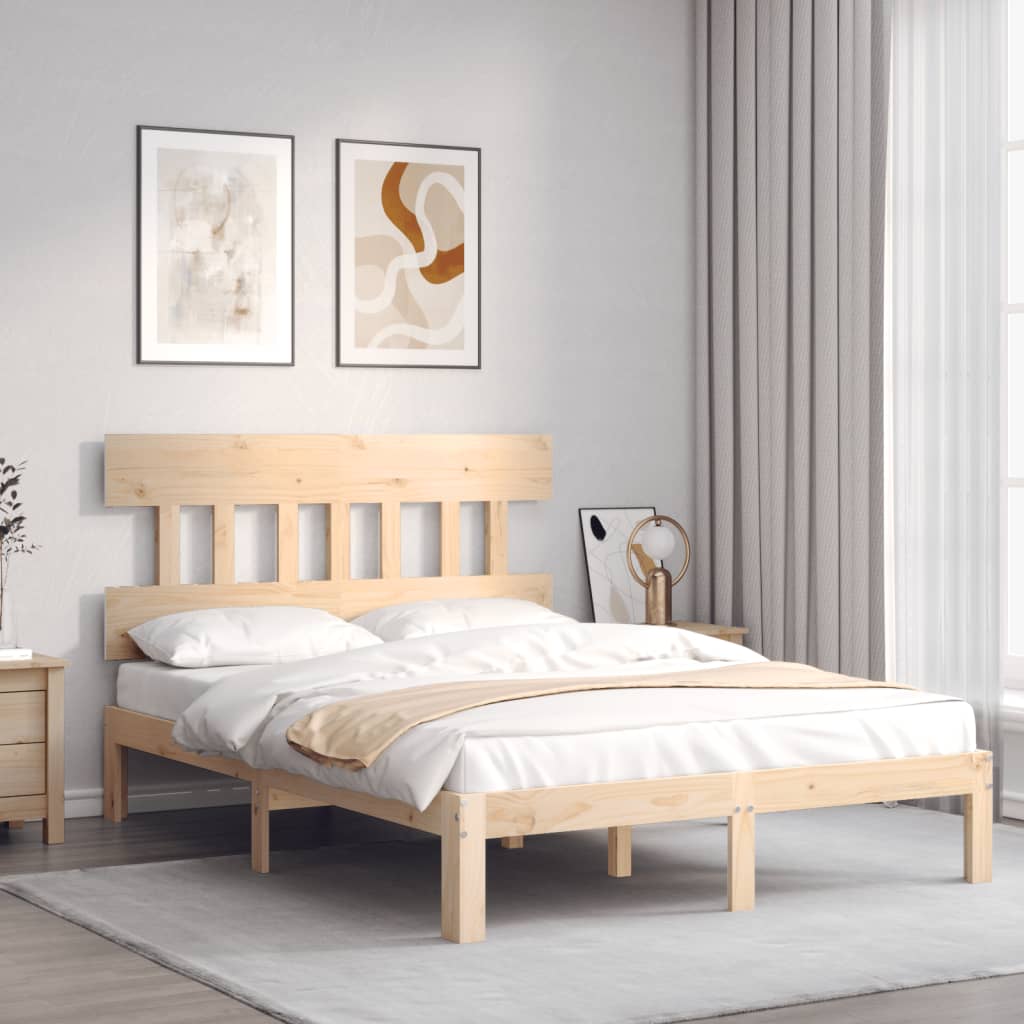Bed Frame without Mattress 140x190 cm Solid Wood Pine