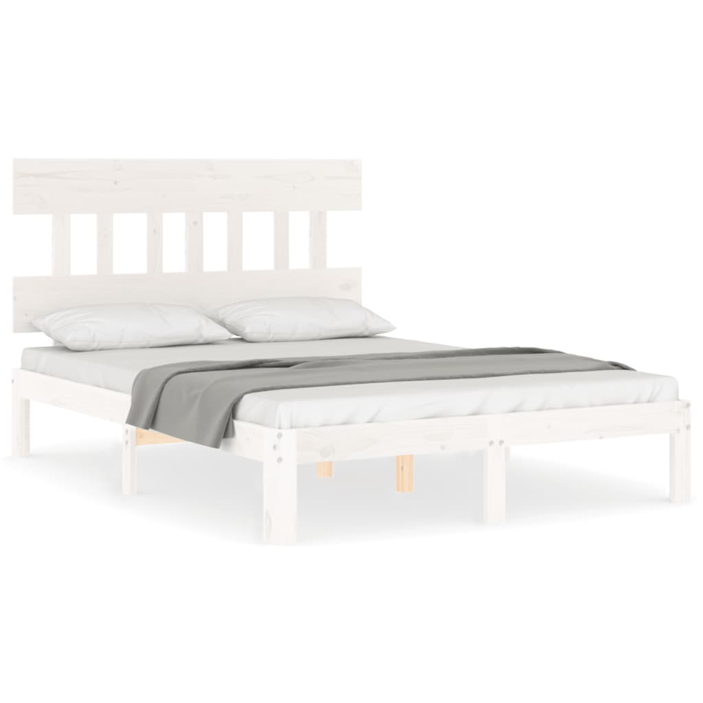 Bed Frame without Mattress White 140x190 cm Solid Wood Pine