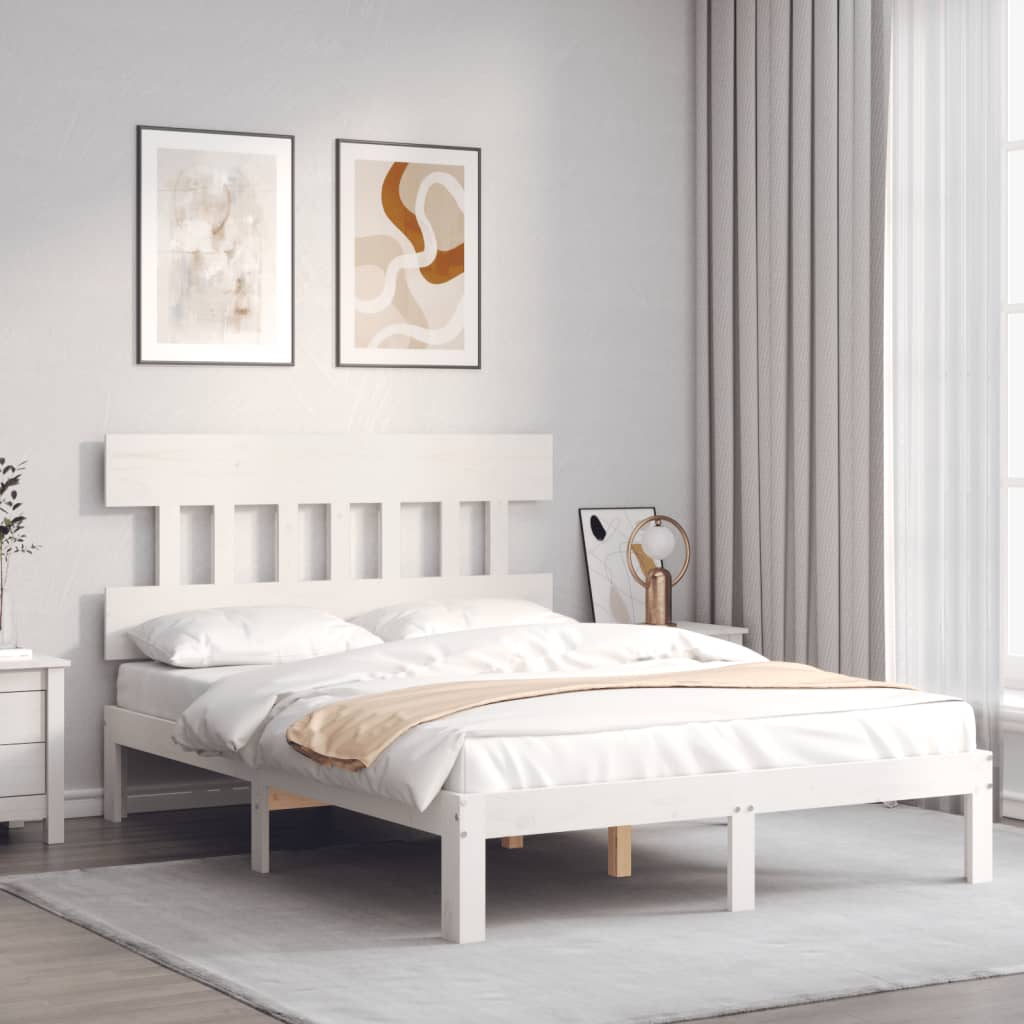 Bed Frame without Mattress White 140x190 cm Solid Wood Pine
