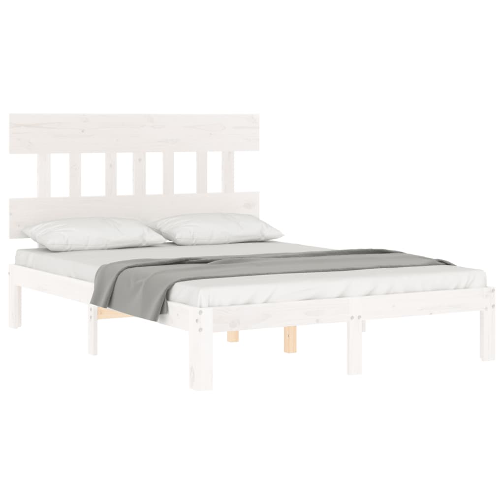 Bed Frame without Mattress White 140x190 cm Solid Wood Pine