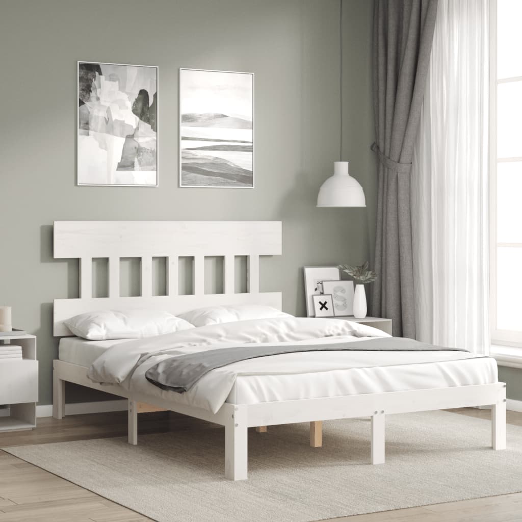 Bed Frame without Mattress White 140x190 cm Solid Wood Pine