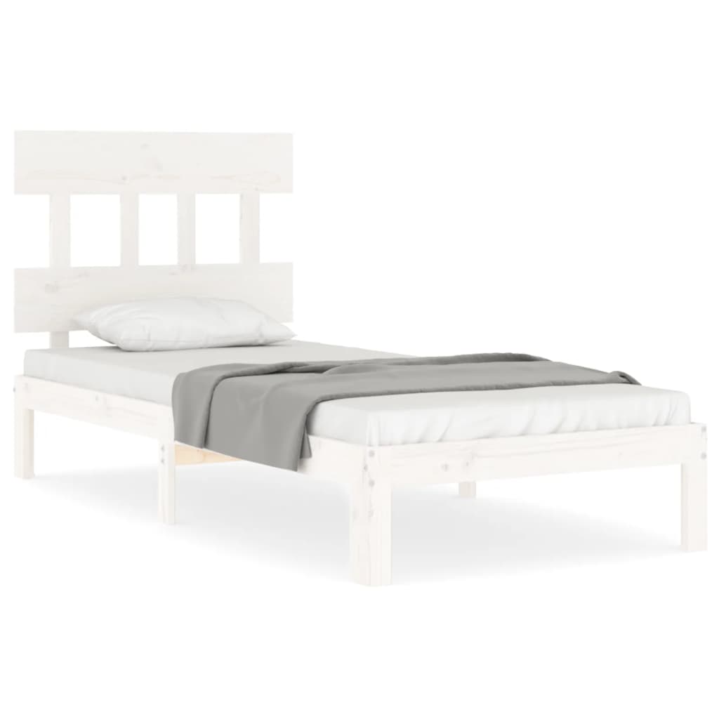 Bed Frame without Mattress White 100x200 cm Solid Wood Pine