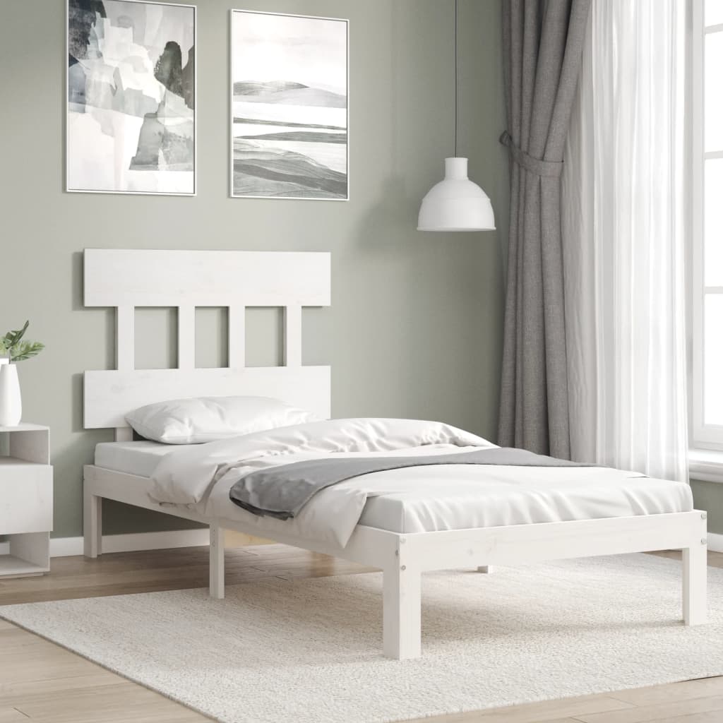 Bed Frame without Mattress White 100x200 cm Solid Wood Pine