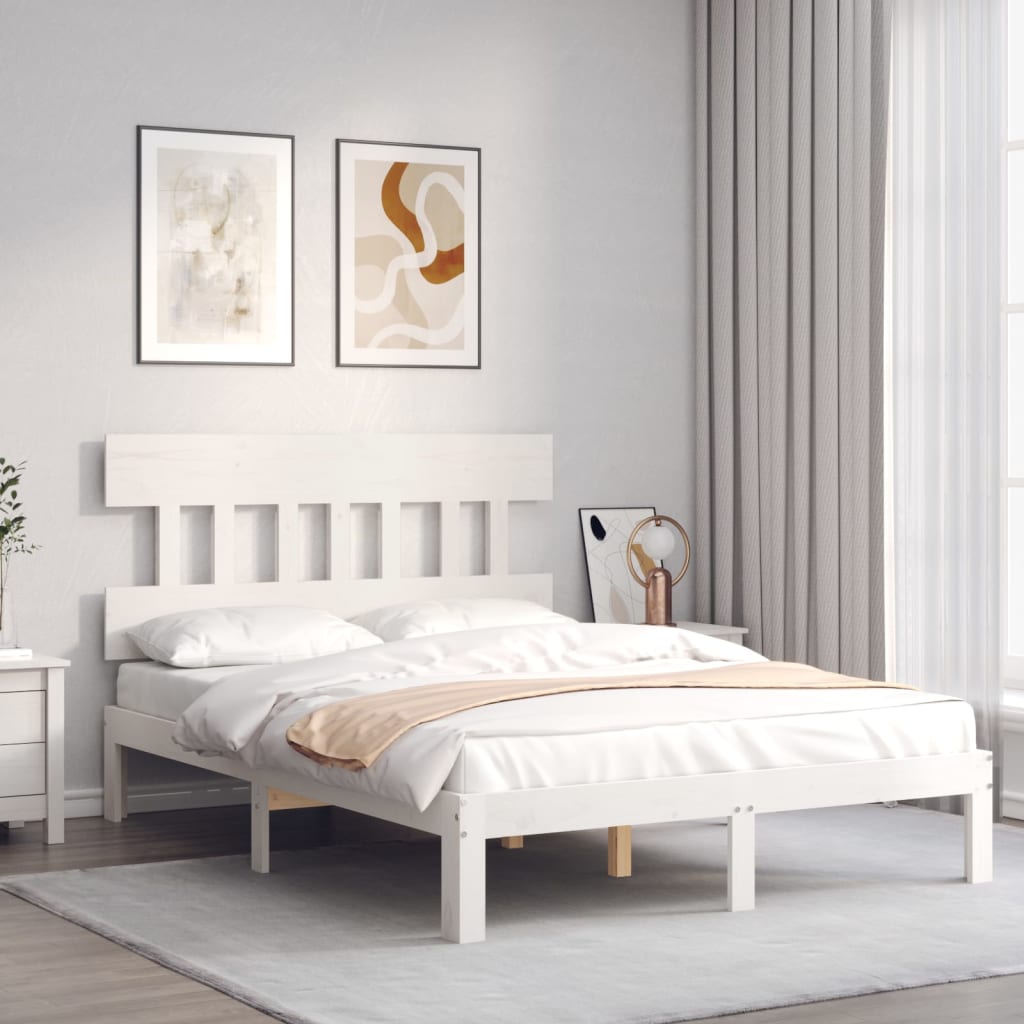 Bed Frame without Mattress White 120x200 cm Solid Wood Pine