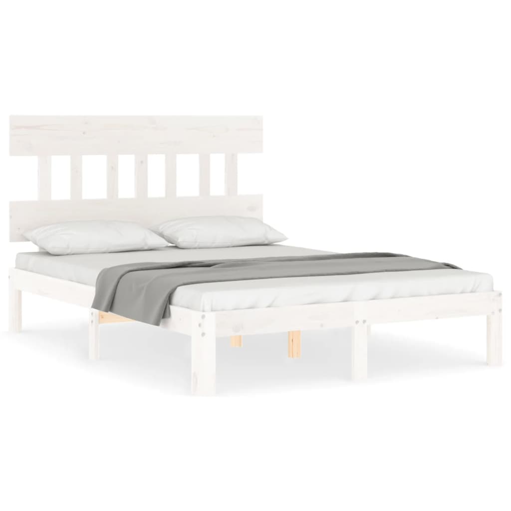 Bed Frame without Mattress White 140x200 cm Solid Wood Pine
