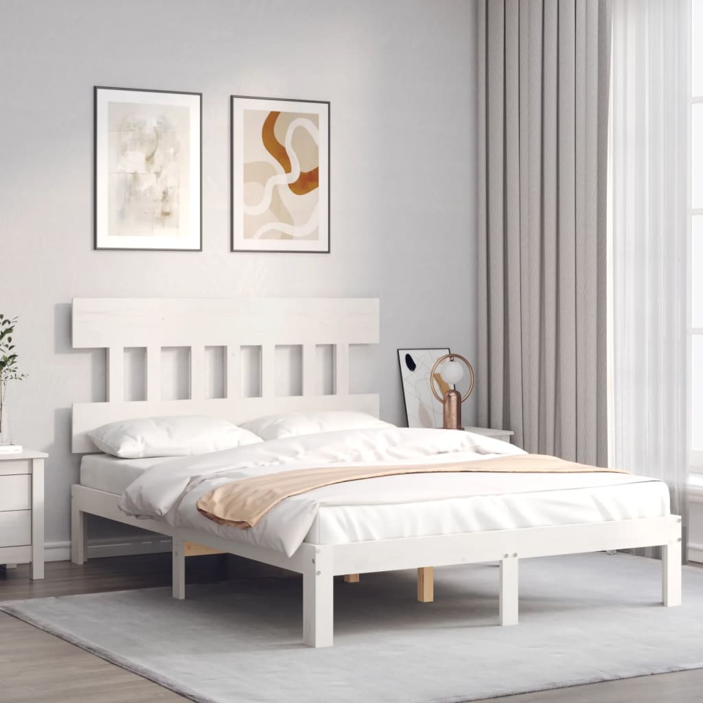 Bed Frame without Mattress White 140x200 cm Solid Wood Pine