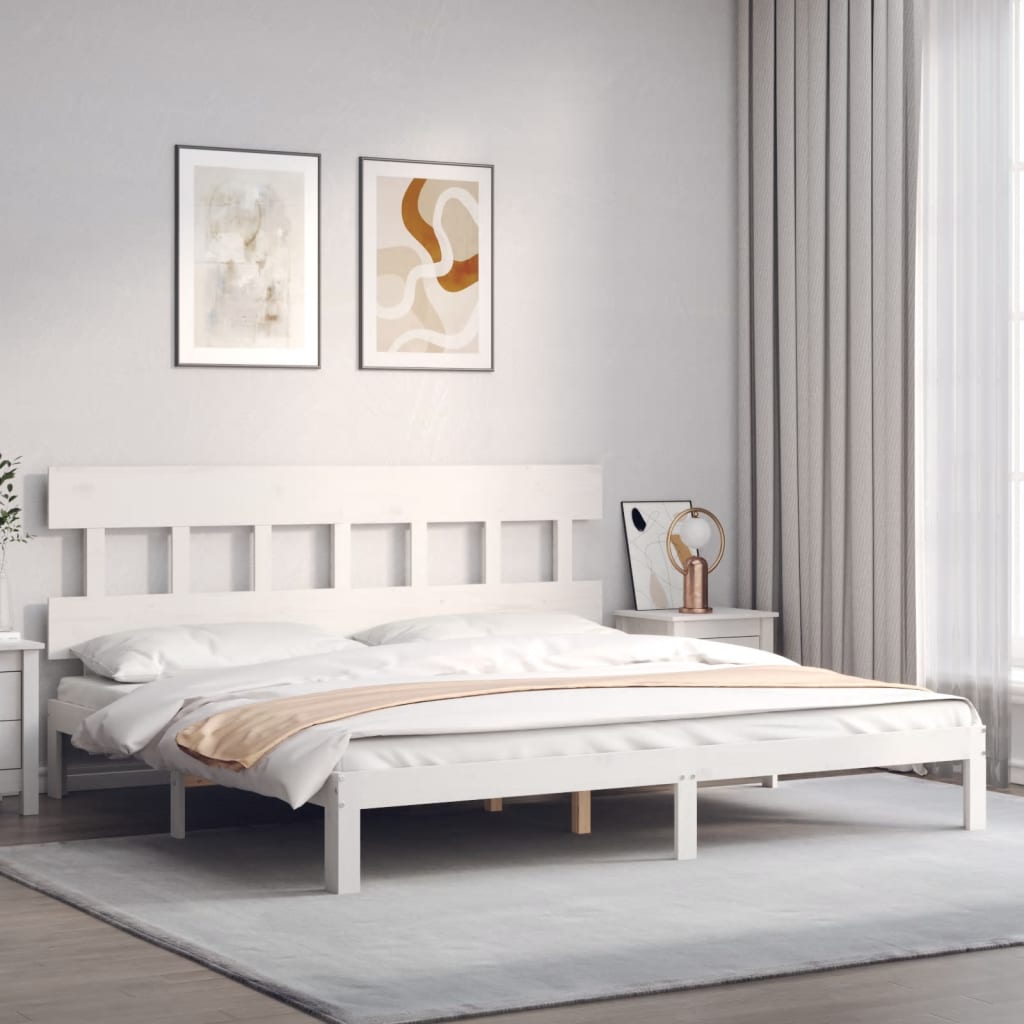 Bed Frame without Mattress White 200x200 cm Solid Wood Pine