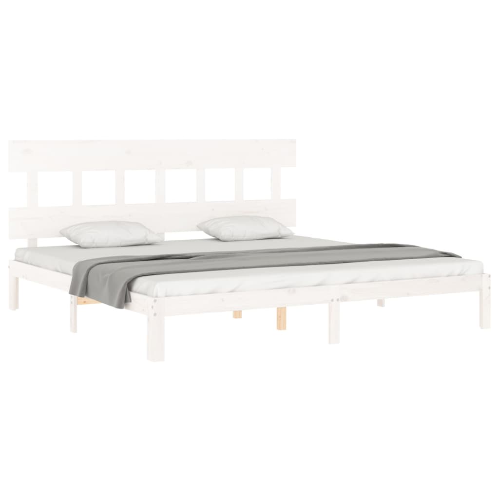 Bed Frame without Mattress White 200x200 cm Solid Wood Pine