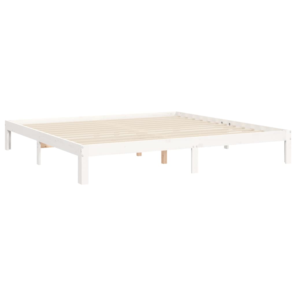 Bed Frame without Mattress White 200x200 cm Solid Wood Pine
