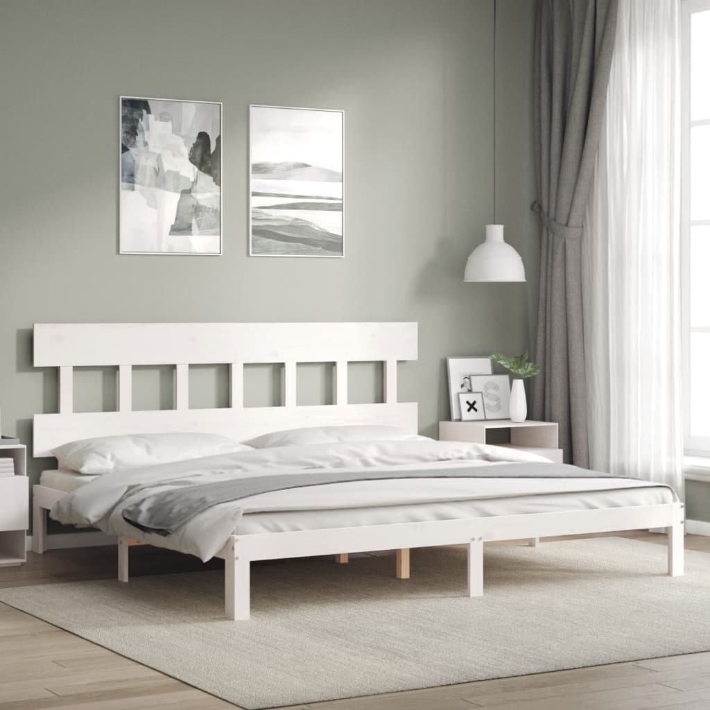 Bed Frame without Mattress White 200x200 cm Solid Wood Pine
