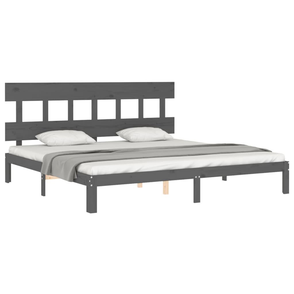 Bed Frame without Mattress Grey 200x200 cm Solid Wood Pine