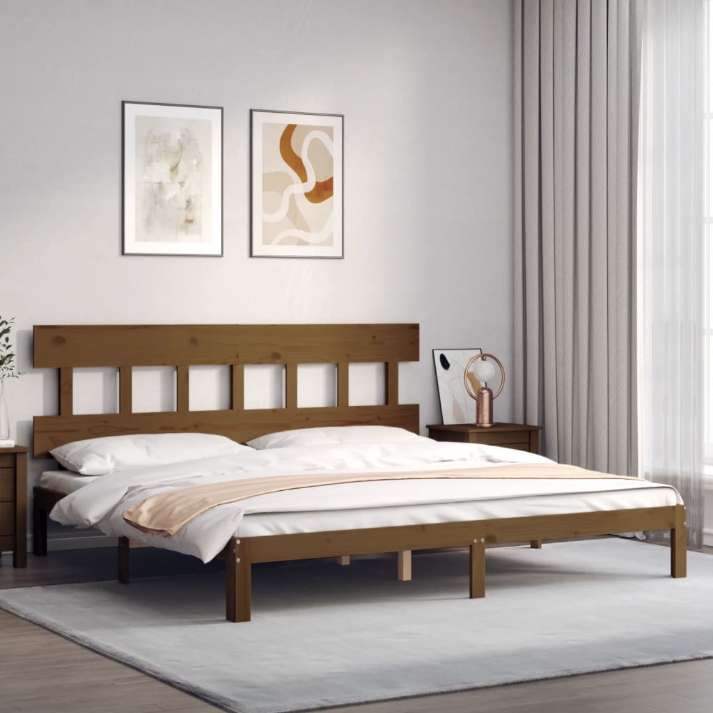 Bed Frame without Mattress Honey Brown 200x200 cm Solid Wood Pine