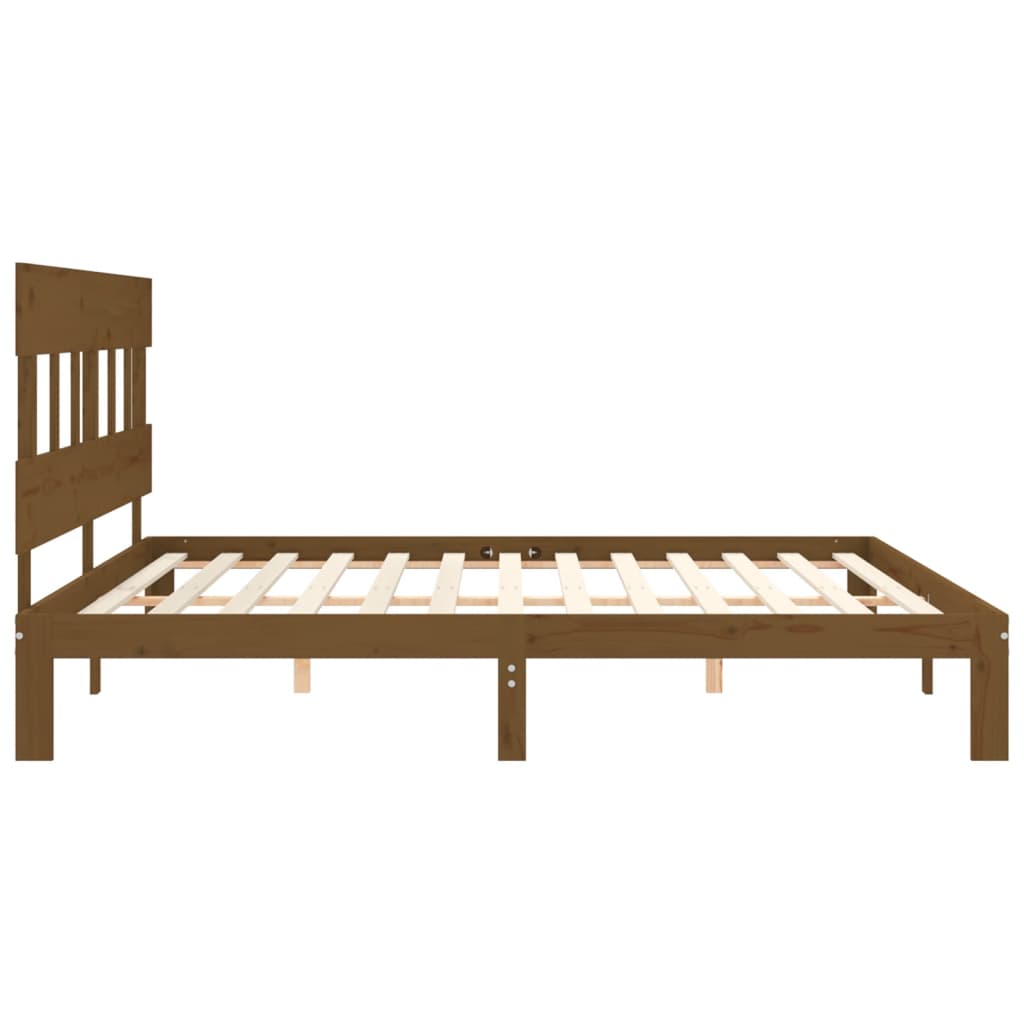 Bed Frame without Mattress Honey Brown 200x200 cm Solid Wood Pine