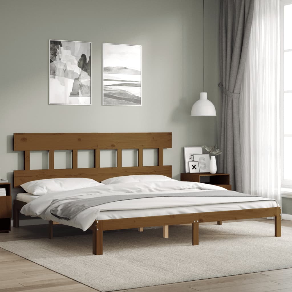 Bed Frame without Mattress Honey Brown 200x200 cm Solid Wood Pine
