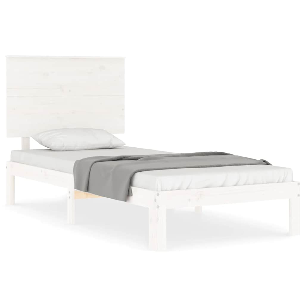 Bed Frame without Mattress White Single Solid Wood Pine