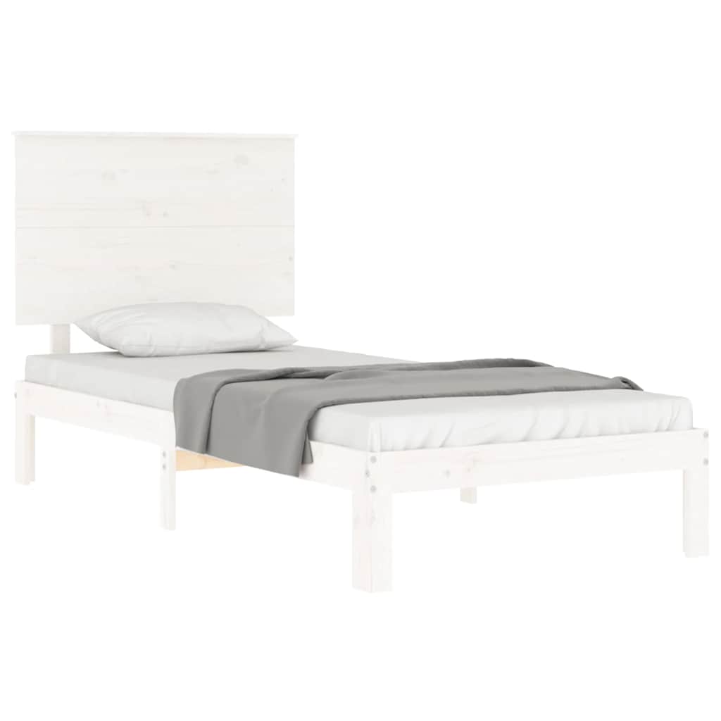 Bed Frame without Mattress White Single Solid Wood Pine